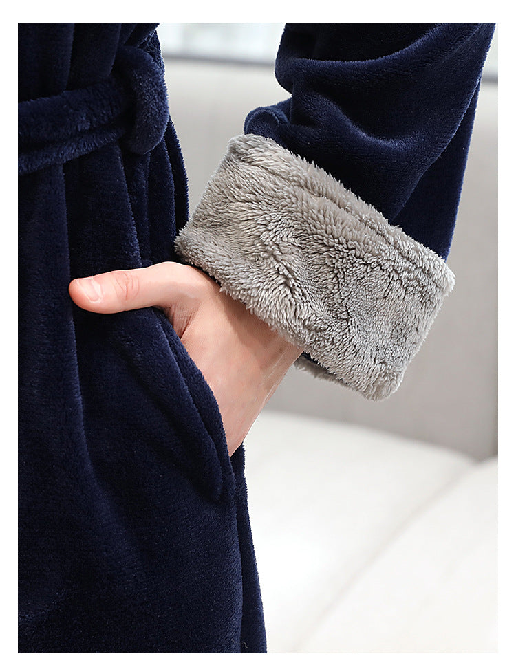 Men's Winter Plus Size Long Bathrobe Coral Fleece Full Length