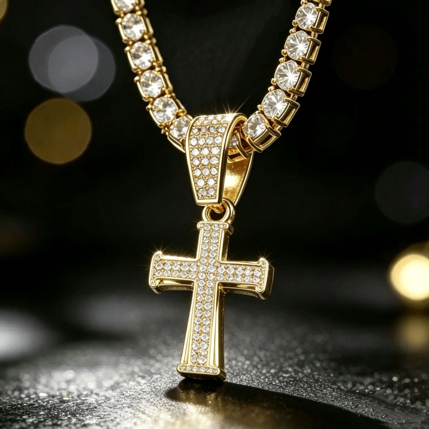 Fashionable Rhinestone Pendant Cross Necklace