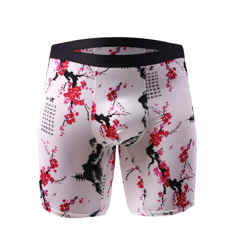 Running Men's Underwear Men's Extended Version Of Ice Silk Boxer Shorts