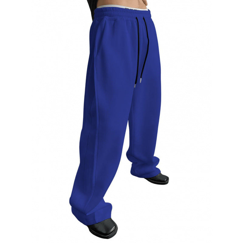 Men's Drawstring Waist Straight Wide-leg Loose Pants Size: S - XXL