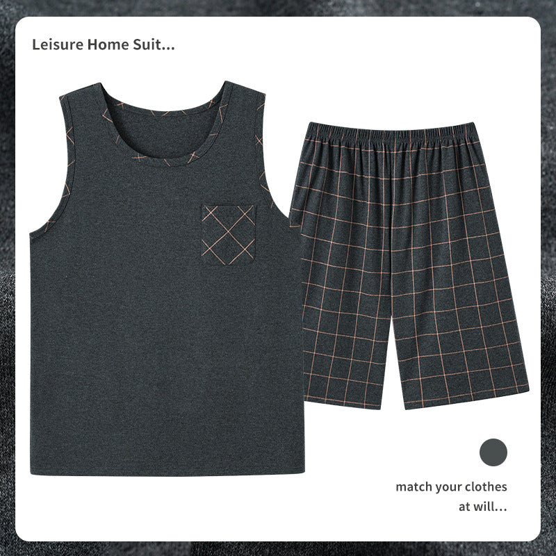 Men's Cotton Pajamas Sweat-absorbent Breathable Casual Size L - 4XL