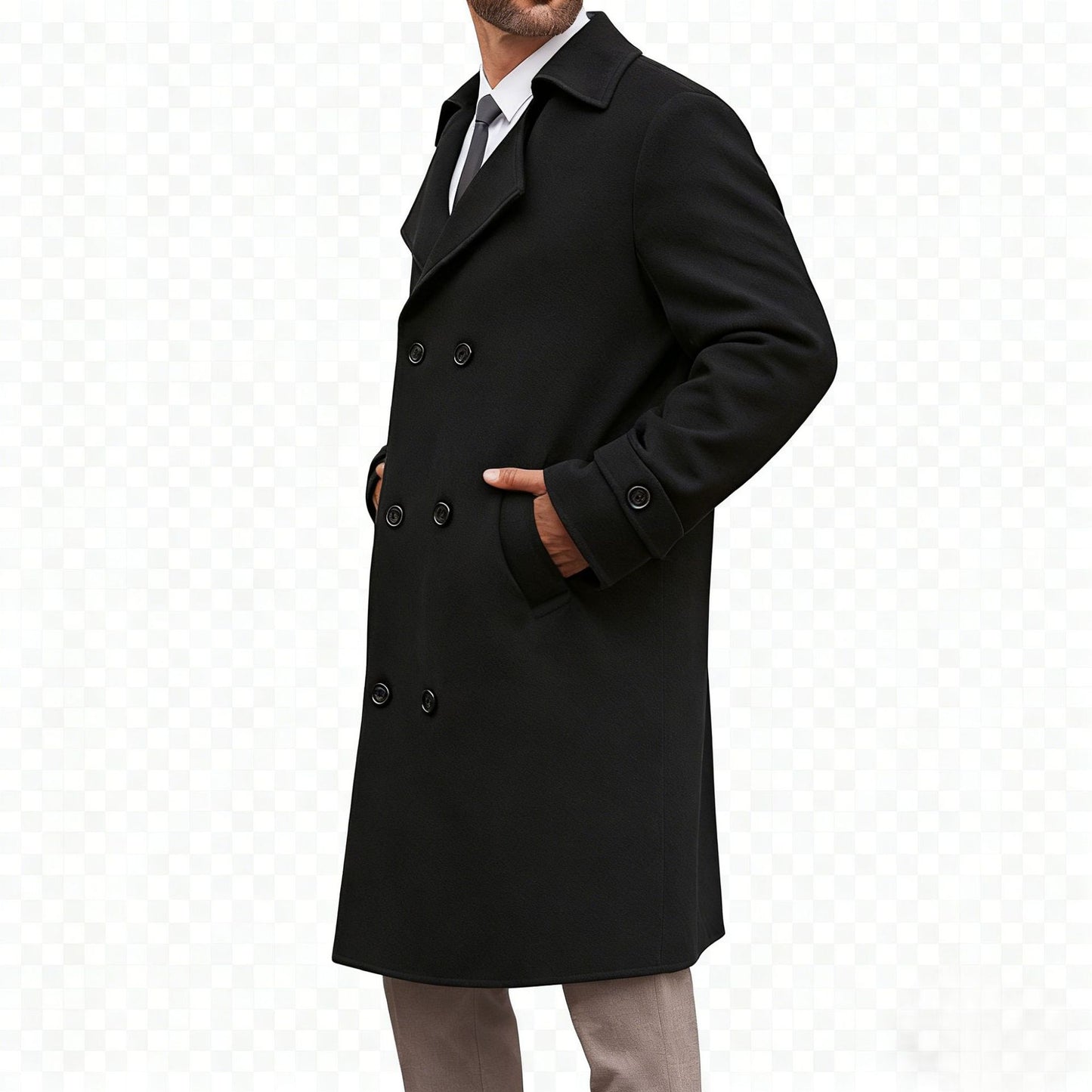 Cotton-padded Wool Coat Fashionable Lapel Wool Outerwear
