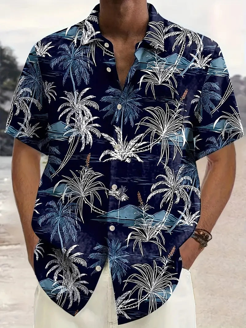 Floral Shirt For Men Cropped Sleeve Quick-Dry Beach Short-Sleeve Floral Size M-3XL