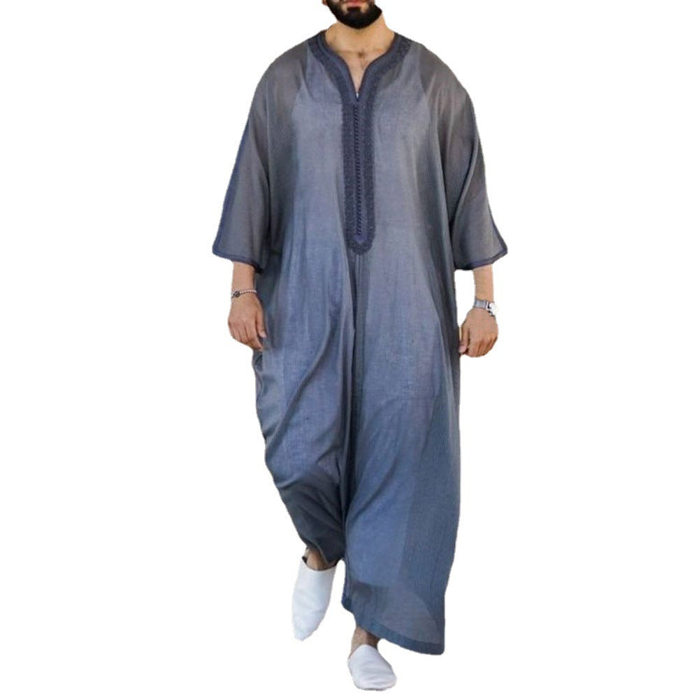1400. Thin Linen Casual Ethnic African Style Shirt Robe