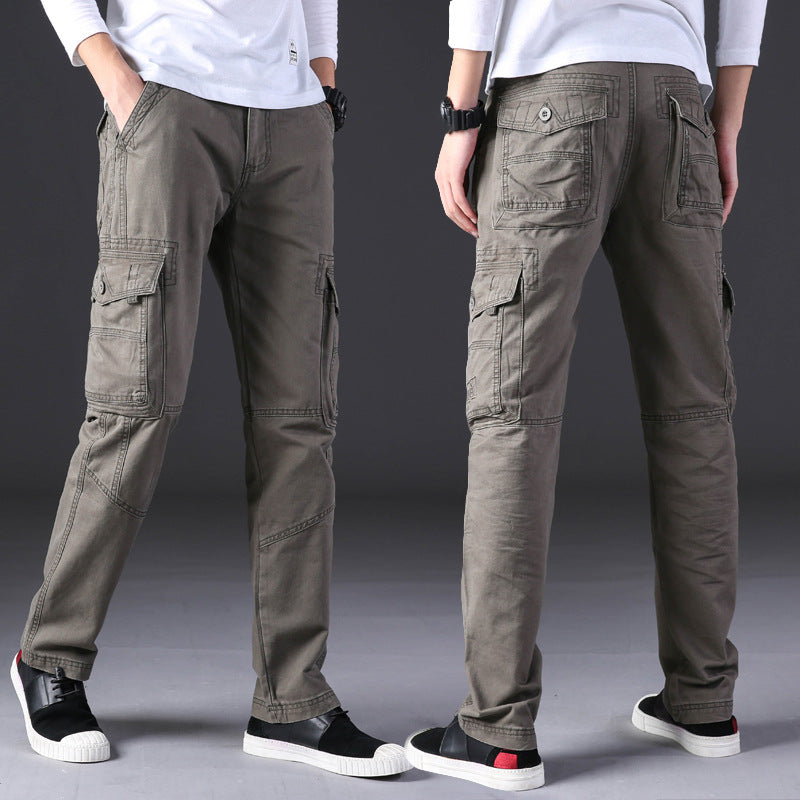 Men's Outdoor Casual Trousers Pure Cotton Straight Loose Multi-pocket Size: 28 - 38