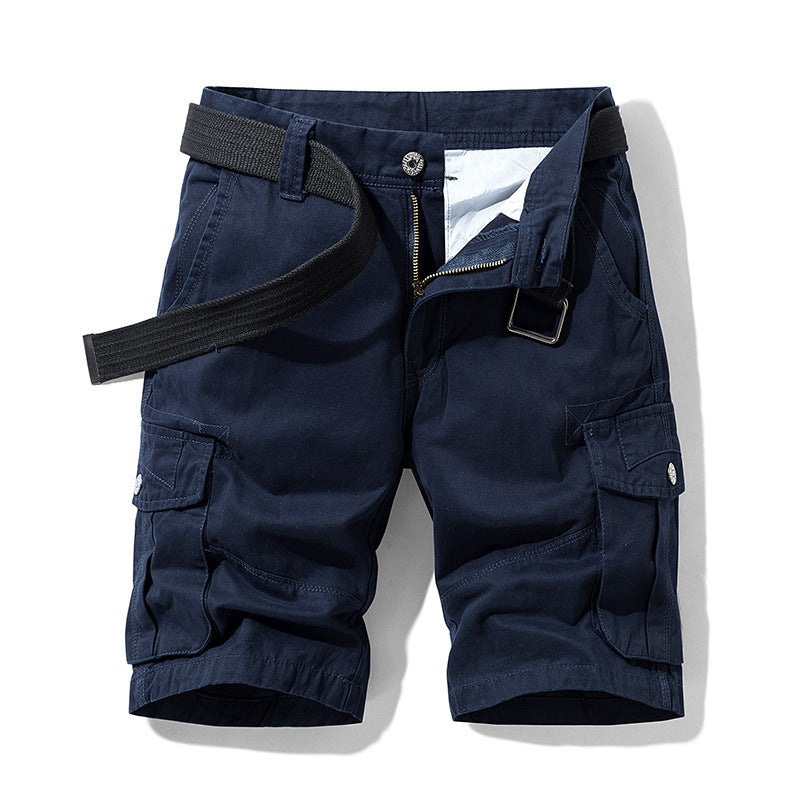 Men's Cotton Shorts Retro Multi-pocket Straight Casual Shorts