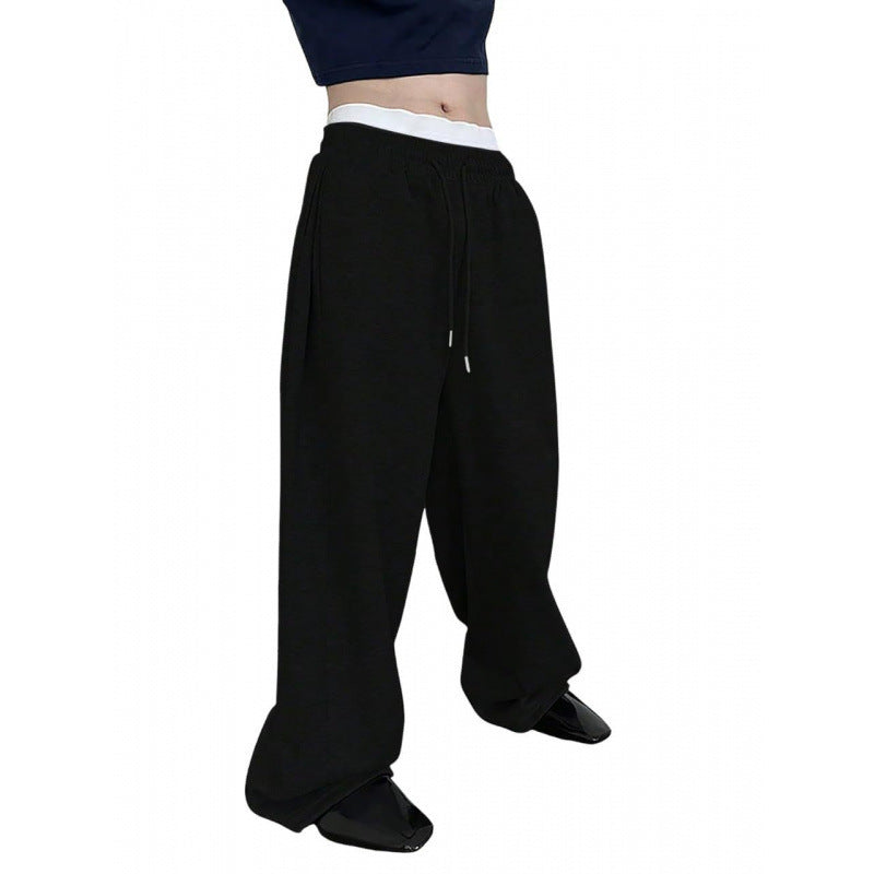 Men's Drawstring Waist Straight Wide-leg Loose Pants Size: S - XXL