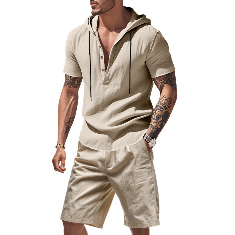 Hooded Beach Casual Short Sleeve Shirt Outfit