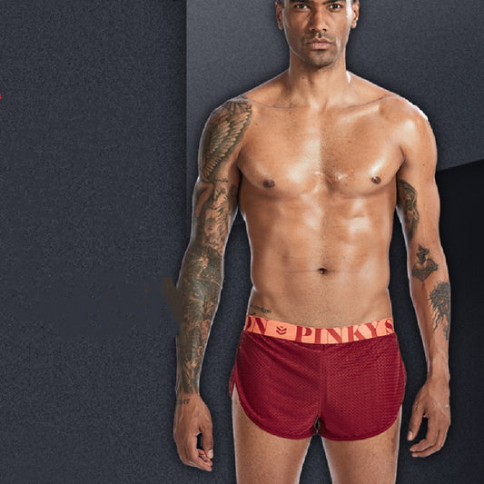 Mesh Solid Color Breathable Men's Boxer Briefs