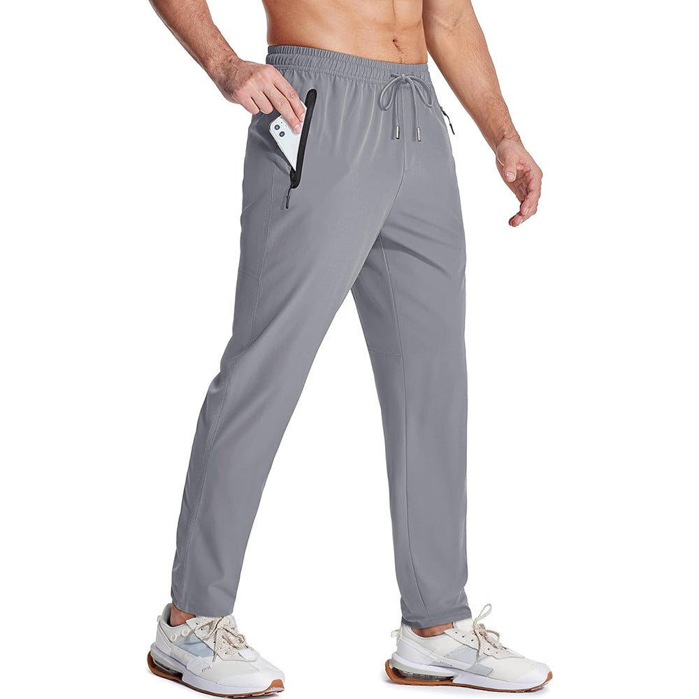 Sports Running Casual Pants Men's Loose Lace-up Elastic Waist Long Pants Size S - 4XL