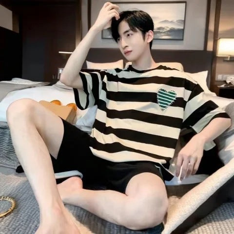 Men's Summer Short Sleeve Shorts Suit Style Loose Size L - 4XL