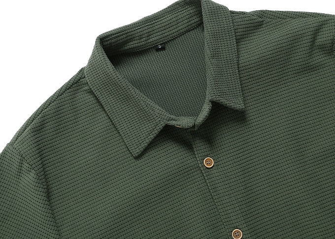 Men's Casual Loose Checked Short-sleeved Shirt Size S - 2XL