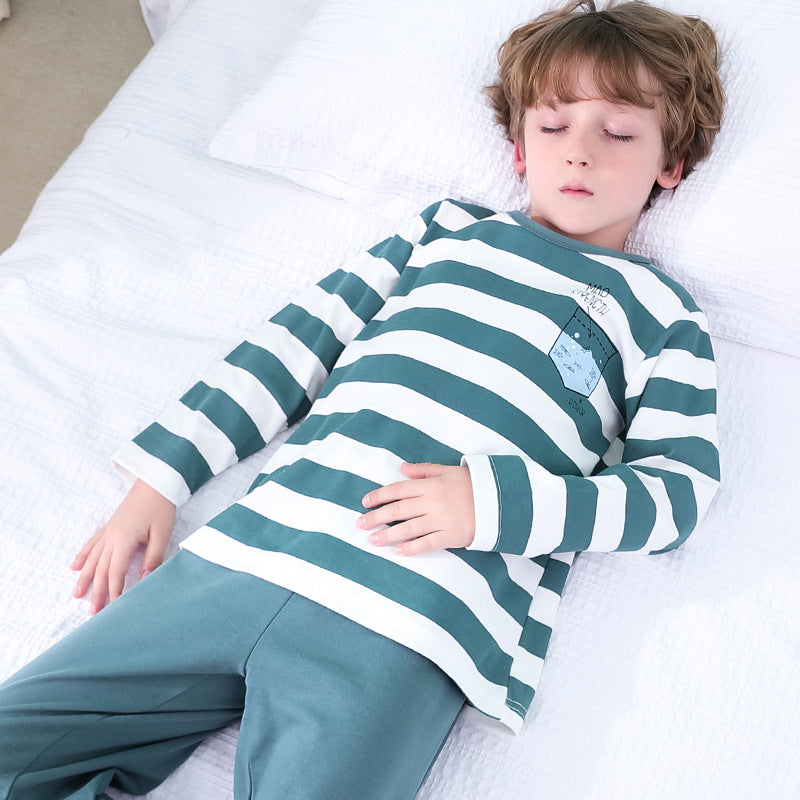 Boys Pajamas Spring And Autumn Pure Cotton Thin Long Sleeves