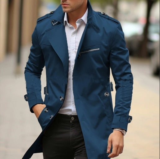 Autumn New Lapel Mid-length Men's Casual Jacket, Size: M-5XL