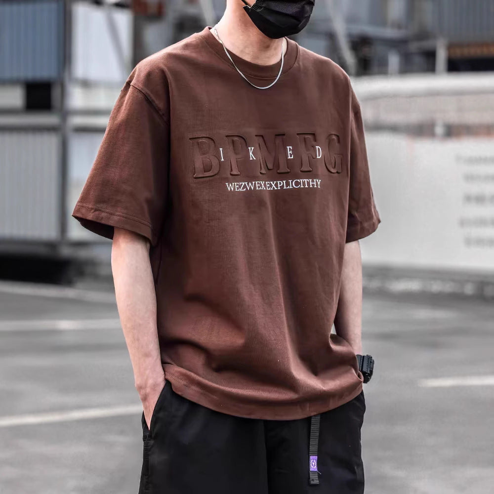 Short Sleeve Men's Simple Printed Top Size M - 3XL