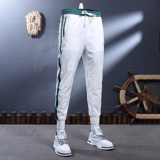 Ice Silk Breathable Stretch Slim-fitting Ankle-tied Skinny Sports Pants Size: 28 - 38