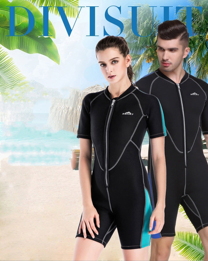 Neoprene Wetsuits Men's And Women's Swimming WetSuits One-Piece Thicken Swimsuit Short Sleeve Deep Diving Surfing Wetsuits Size: S - 3XL, Male/Female