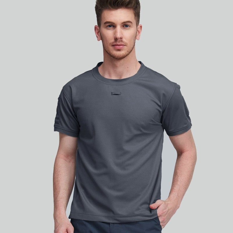 Tech Fabric Springsummer T-shirt For Outdoor Sports Mens/Teens Crew-neck Short-sleeve Quick-drying Top