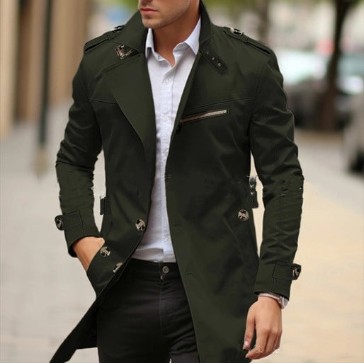 Autumn New Lapel Mid-length Men's Casual Jacket, Size: M-5XL