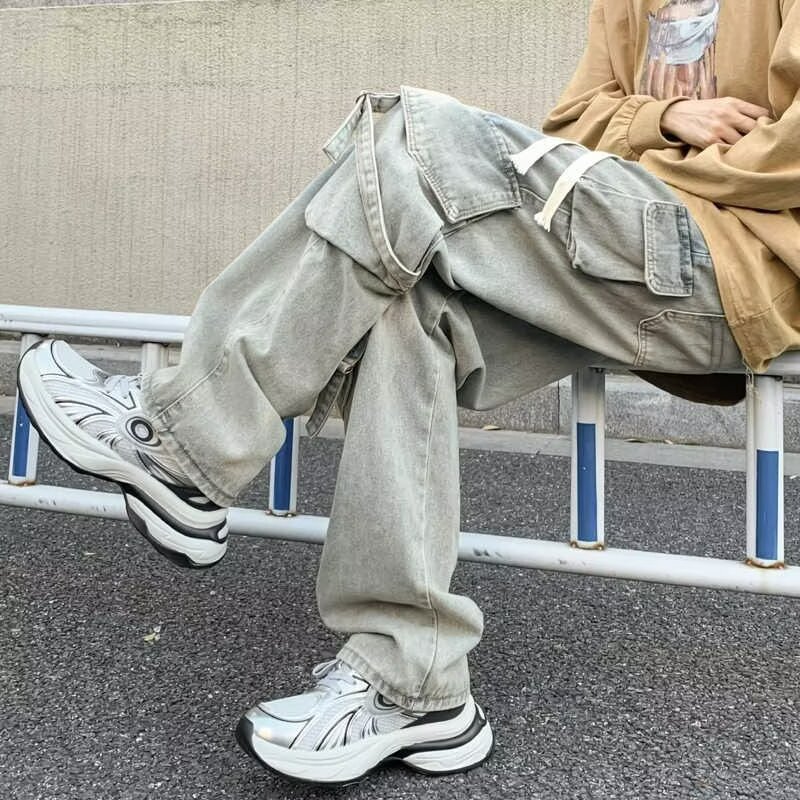 Heavy-duty Loose Multi-pocket Washed Casual Pants Size: S - XXXL
