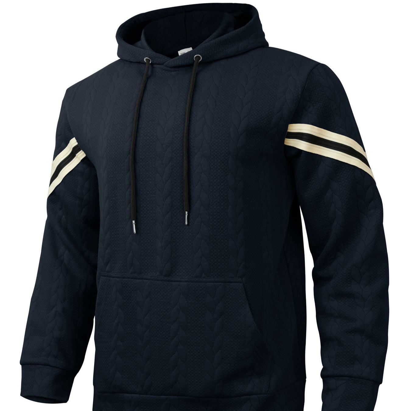 Jacquard-woven Thermal Outdoor Sports Trendy Hooded Hoodie For Men Size: S - 3XL
