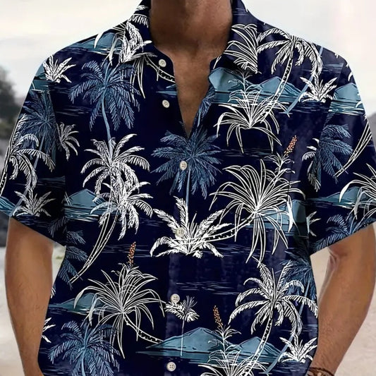 Floral Shirt For Men Cropped Sleeve Quick-Dry Beach Short-Sleeve Floral Size M-3XL