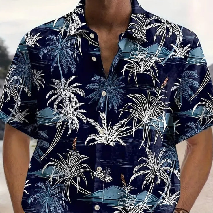 Floral Shirt For Men Cropped Sleeve Quick-Dry Beach Short-Sleeve Floral Size M-3XL