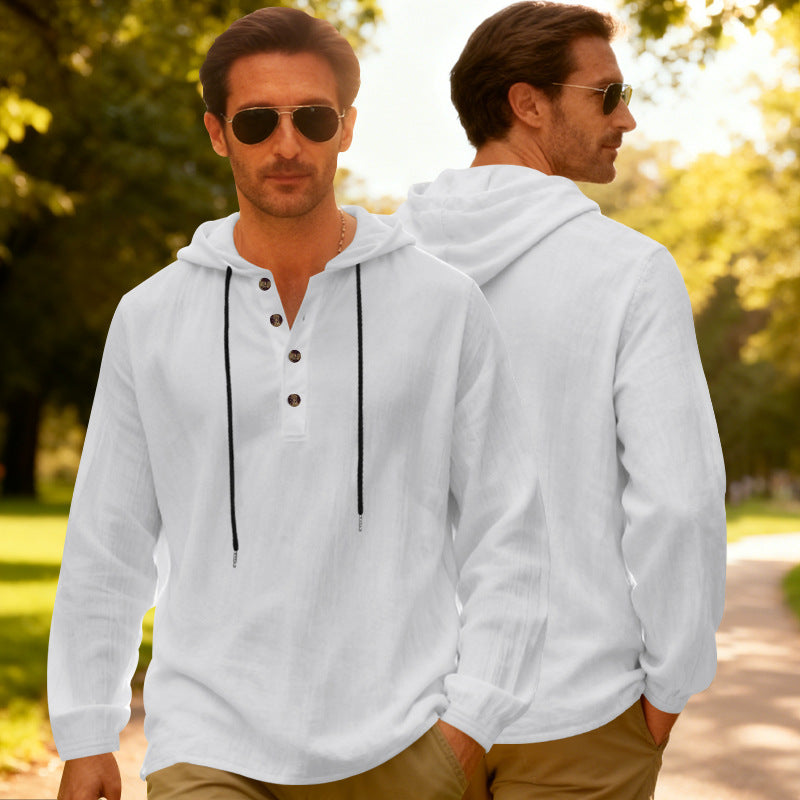 Yama Mens Breathable Hooded Long-Sleeve Beach Shirt Size: S - 3XL