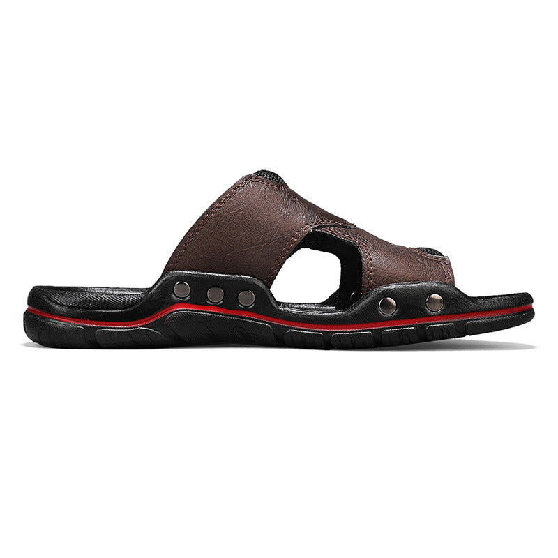 Non-slip Deodorant Men's Sandals Genuine Leather Outdoor Flip Flops