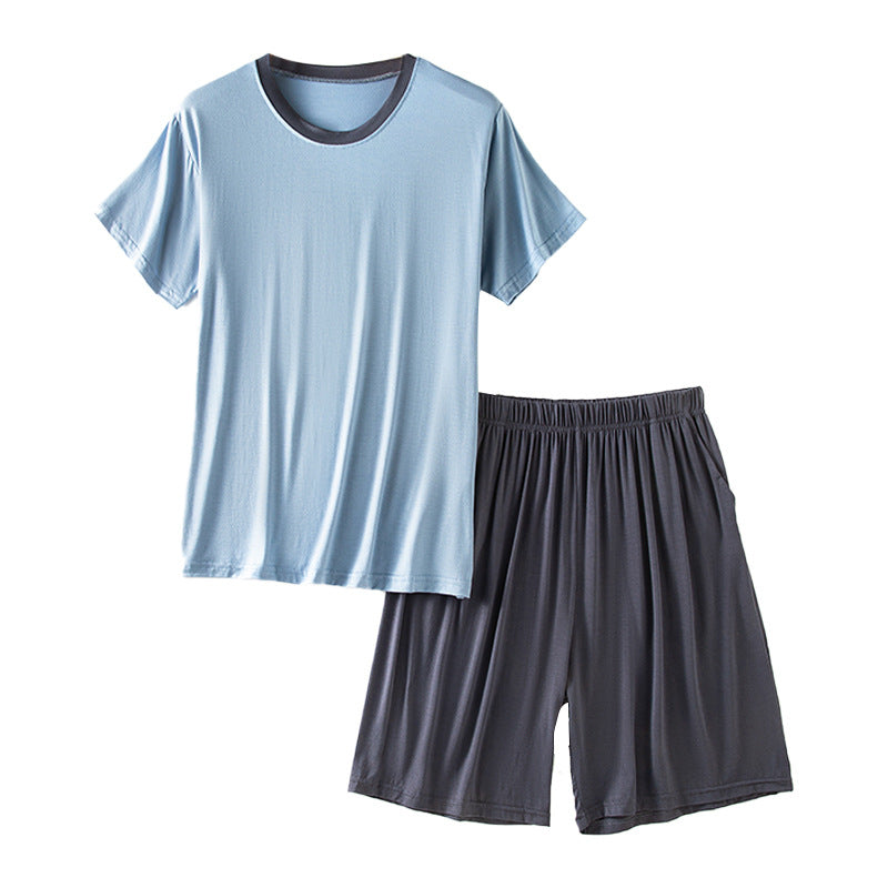 Men's Round Neck Short Sleeve Suit Summer Casual Size L - 4XL