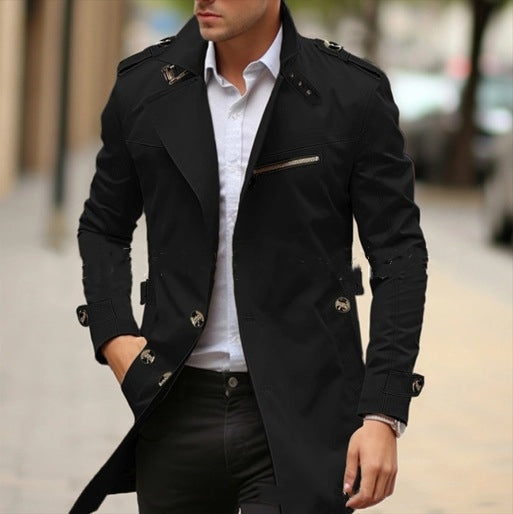 Autumn New Lapel Mid-length Men's Casual Jacket, Size: M-5XL