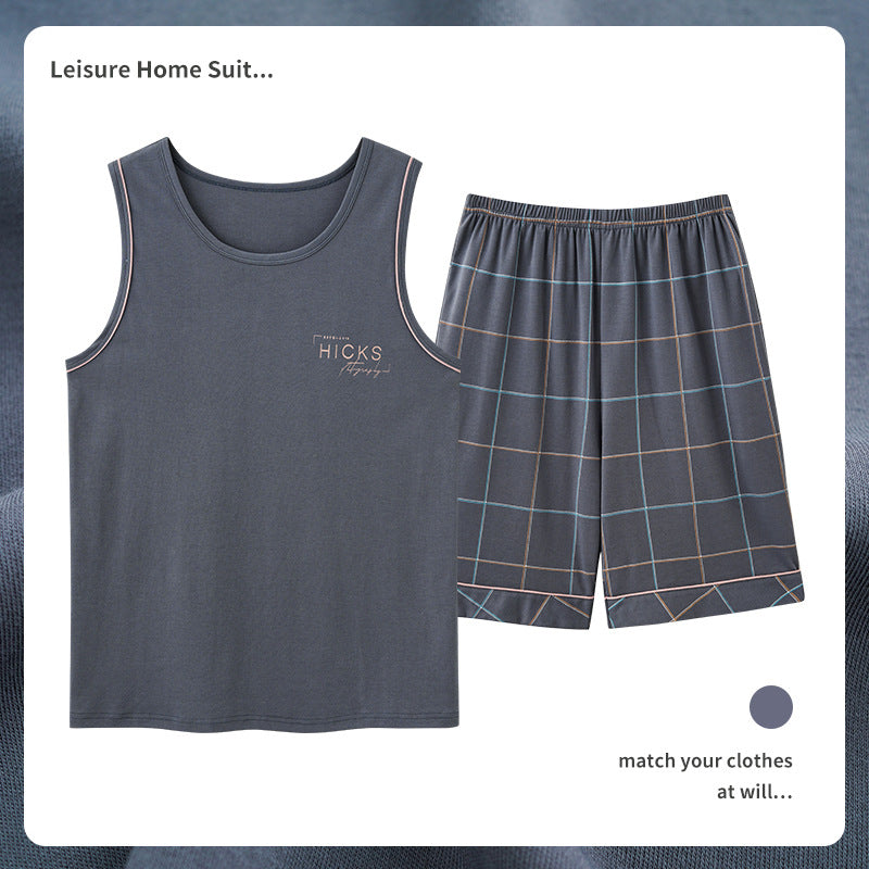 Men's Cotton Pajamas Sweat-absorbent Breathable Casual Size L - 4XL