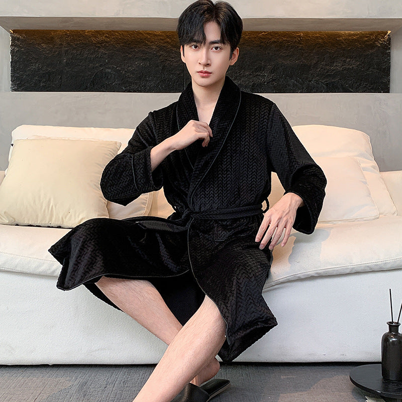 Double-sided Velvet Extra-thick Island Velvet Bathrobe