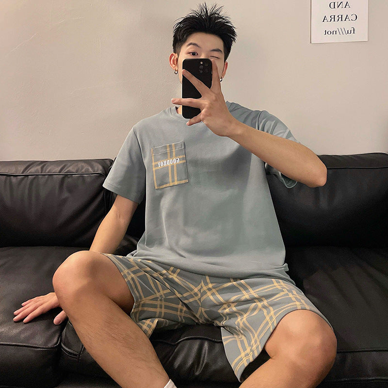 Men's Round Neck Cartoon Loose Homewear Suit