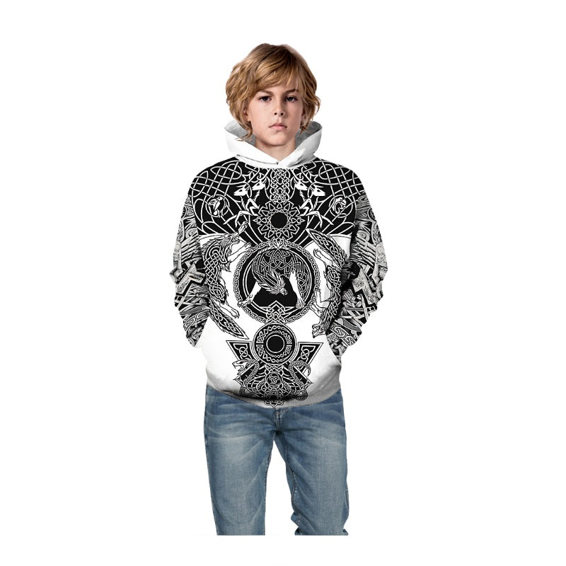 Digital Printed Fashionable Loose Hooded Sweater Size XS - XL