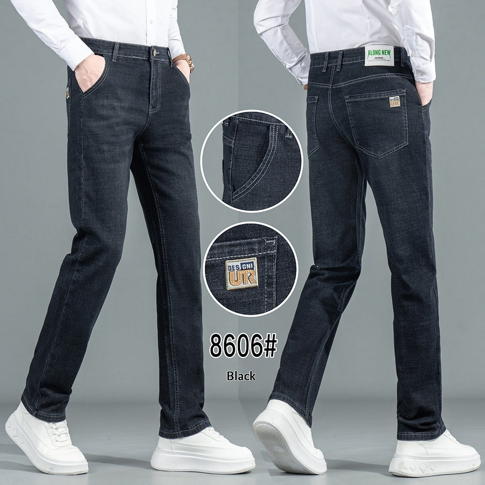 Summer Business Formal Jeans For Men Loose Straight-Leg Stretchy Slim-Fit Casual And Professional Wear Sizes 28-40