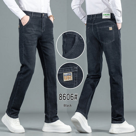 Summer Business Formal Jeans For Men Loose Straight-Leg Stretchy Slim-Fit Casual And Professional Wear Sizes 28-40
