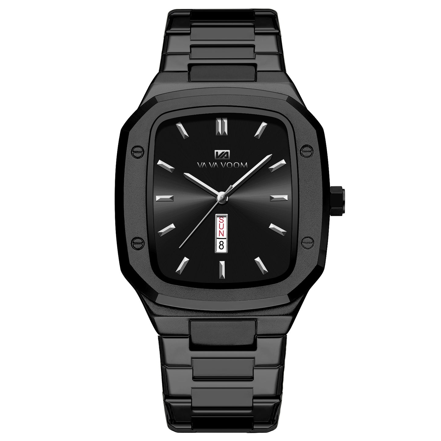 Business Rectangular Creative Dual-Date Steel-Strap Mens Watch