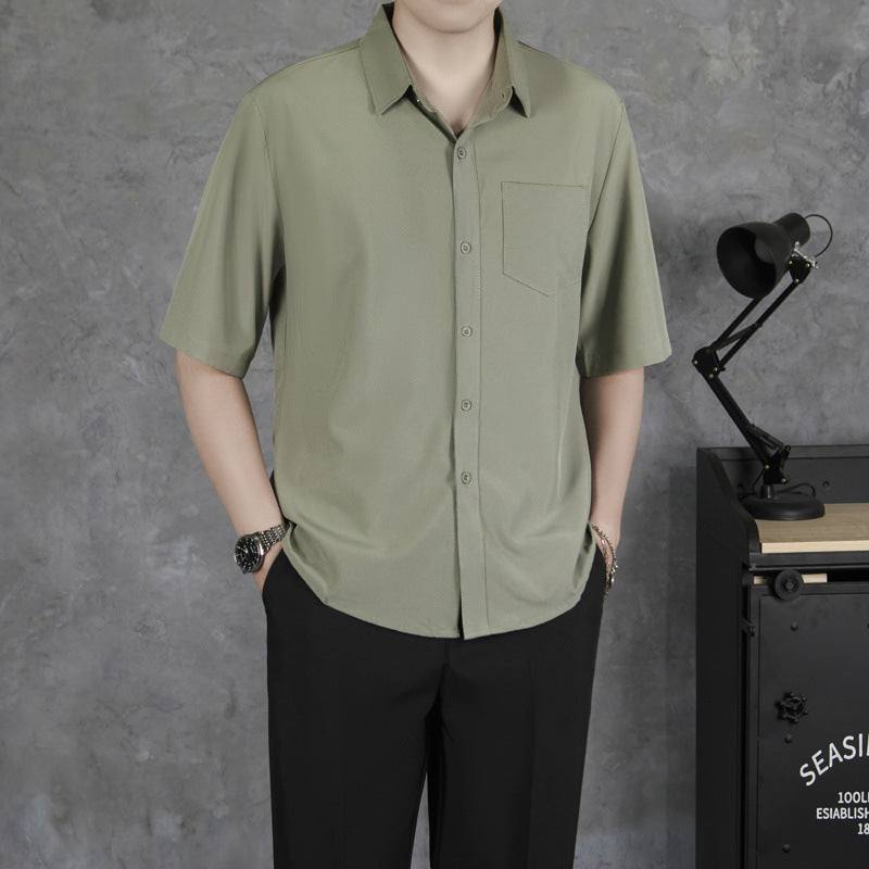 Summer Drape Men's Short-sleeve Thin Breathable Casual Shirt Size: S, M, L, XL, XXL, XXXL