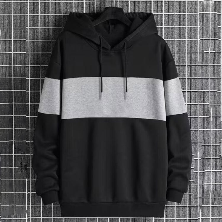 Mens Patchwork Color-Block Hoodie Single-Face Style Size: S - XXL