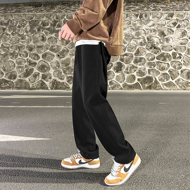 Smoke Gray Men's Loose Wide-leg Straight Jeans - Youth to 5XL