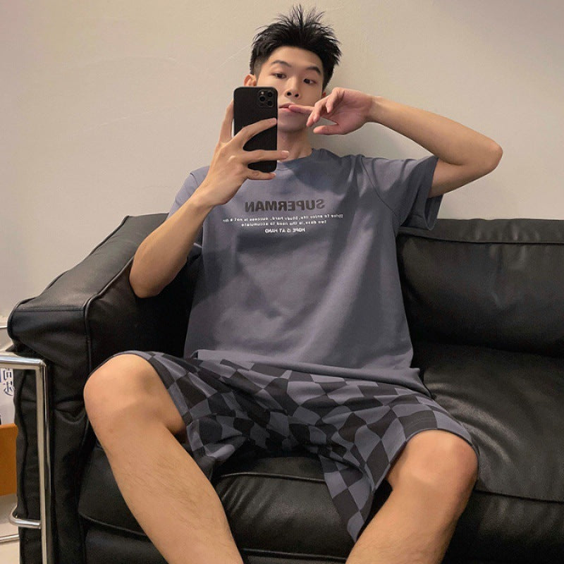 Men's Round Neck Cartoon Loose Homewear Suit