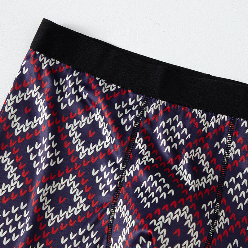 Polyester Men's Mid-waist Printed Underwear 6-piece Set