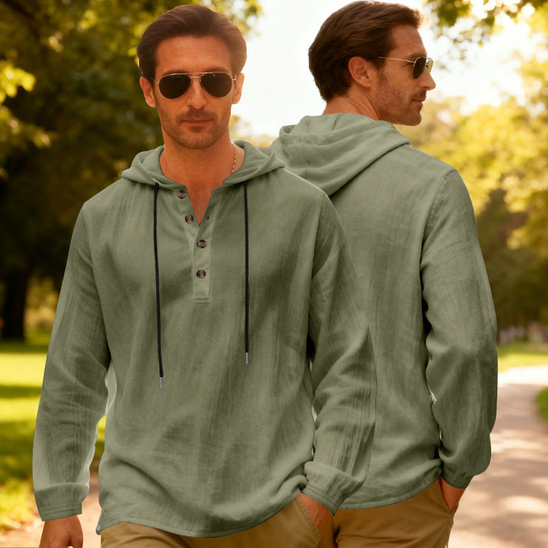Yama Mens Breathable Hooded Long-Sleeve Beach Shirt Size: S - 3XL