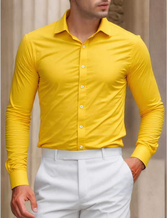Summer Anti-wrinkle Casual Shirt Men's Long-sleeved Shirt Size S,M,L,XL,XXL,XXXL,4XL