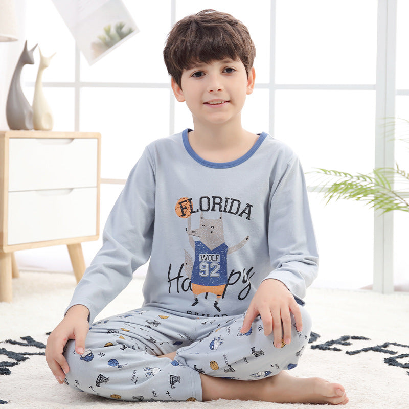 Boys Pajamas Spring And Autumn Pure Cotton Thin Long Sleeves