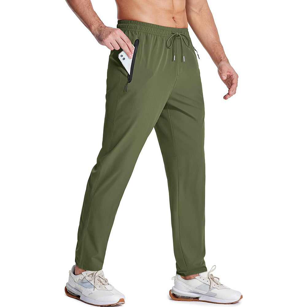 Sports Running Casual Pants Men's Loose Lace-up Elastic Waist Long Pants Size S - 4XL