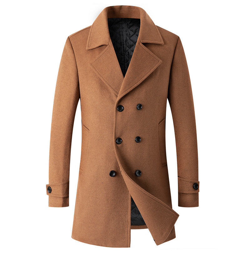 Cotton-padded Wool Coat Fashionable Lapel Wool Outerwear
