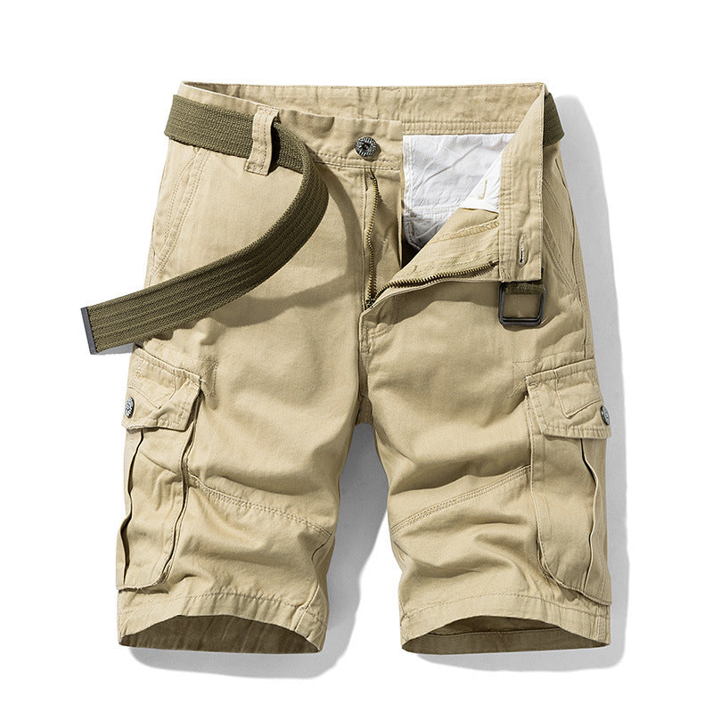 Men's Cotton Shorts Retro Multi-pocket Straight Casual Shorts