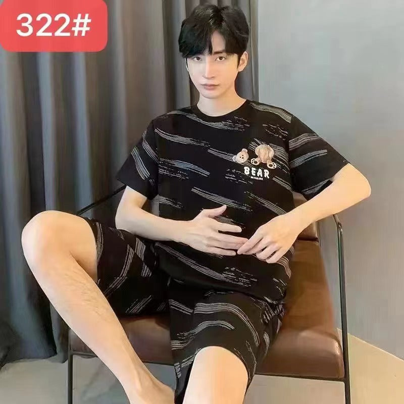 Men's Summer Short Sleeve Shorts Suit Style Loose Size L - 4XL